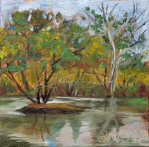 Malden Park Pond, 8"x8" oil on stretched canvas in private collection