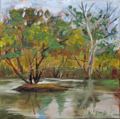 Malden Park Pond, 8"x8" oil on stretched canvas in private collection