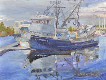 Confidence! Fisherman's Terminal, Seattle, Washington Plein Air 9 x 12 Oil on Ampersand Museum Series Gessoboard Sold!