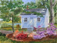 Pensioner's Cottage in the Spring. Oil on Ampersand Art Supply gessobord 9x12 $350. — at Navy Yard Par